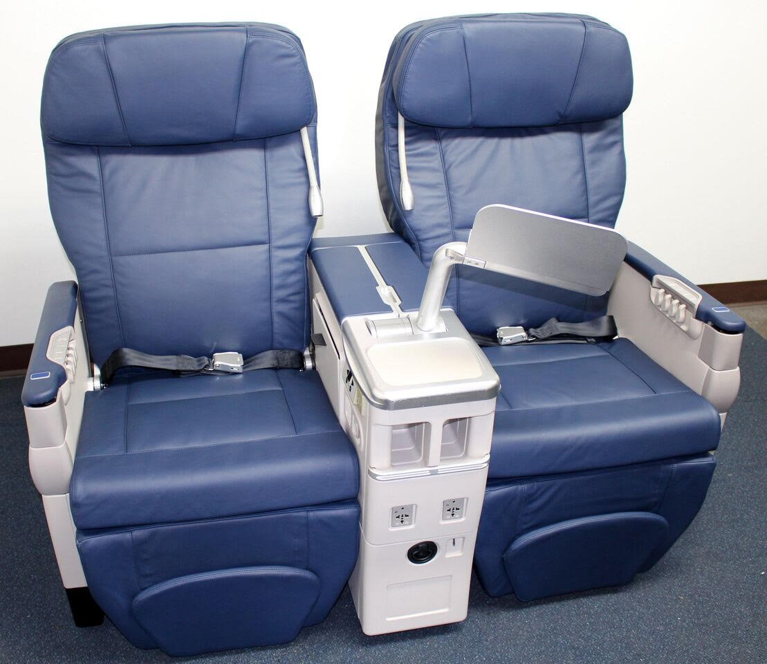An example of Dretloh's refurbished aircraft seat covers.